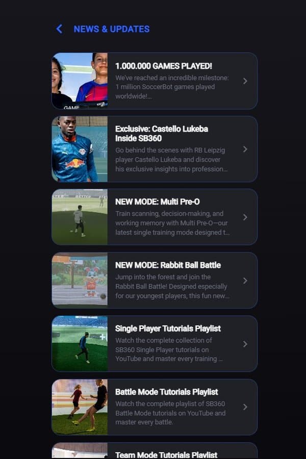 SoccerBot360 Player App — neues Design – 2